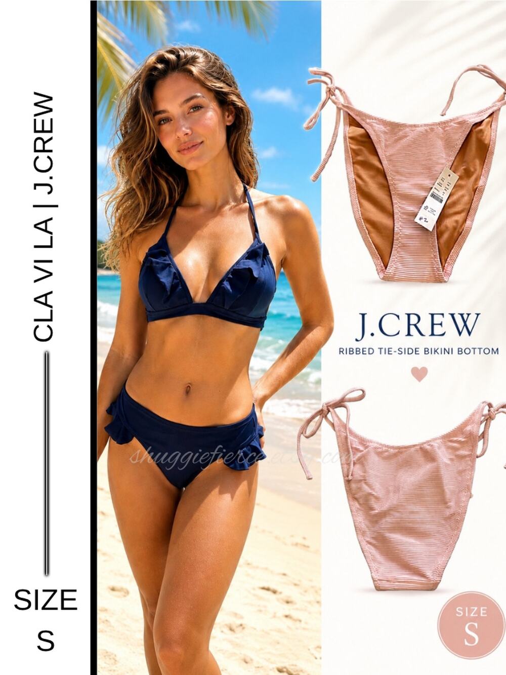 MSRP $198.50✨Italian Designer Bikini Bundle + J.Crew Ribbed Side-Tie  Size S-M ✨